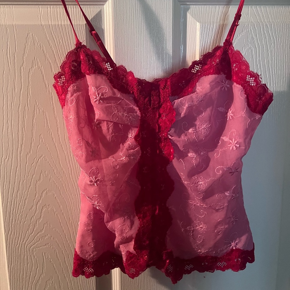 red and pink lingerie cami